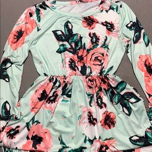 NWOT Mint green, long sleeve, floral maxi dress